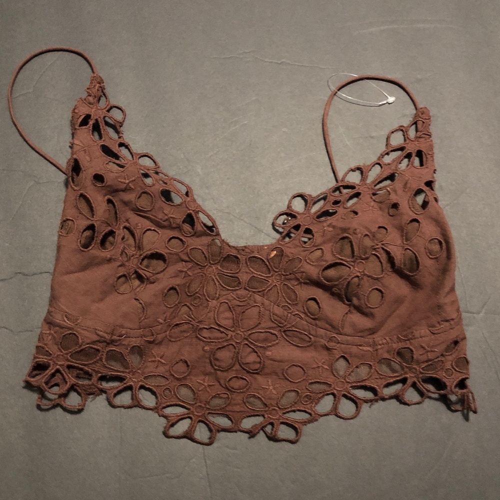 Free People Intimately Free Asteria dark brown Hot Fudge Bralette top size small - Picture 2 of 7